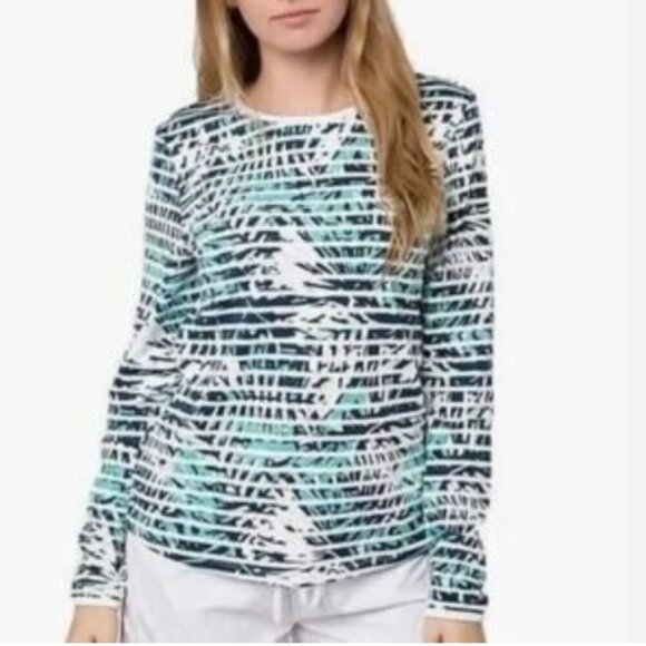 Hang Ten Women's Medium Long Sleeve Tropical UV Rashguard Swimming Athletic Top - Picture 7 of 7